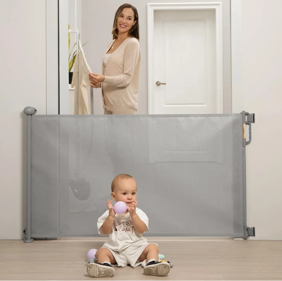 Momcozy Retractable Mesh Baby Gate or Dog Gate - Image 1