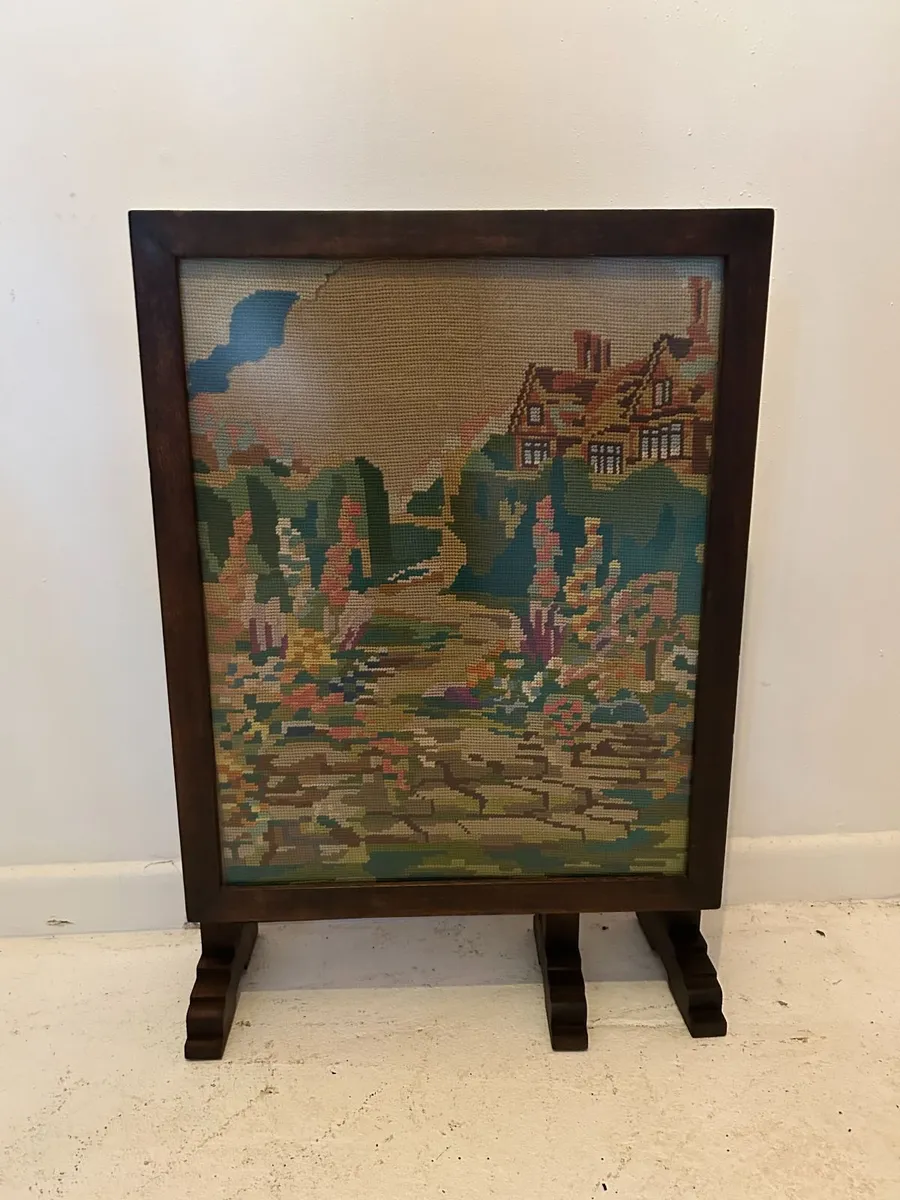 Vintage Art Deco Folding Fire Screen & Table - Image 1