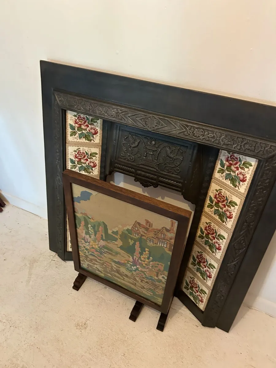 Vintage Art Deco Folding Fire Screen & Table - Image 3