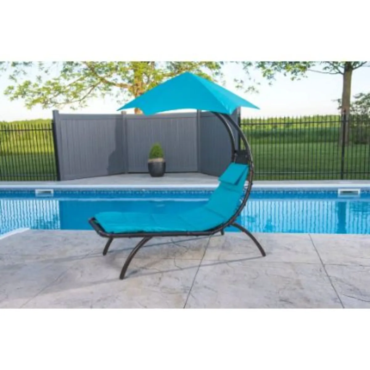 Turquoise Steel Reclining Sun Lounger for Garden - Image 2