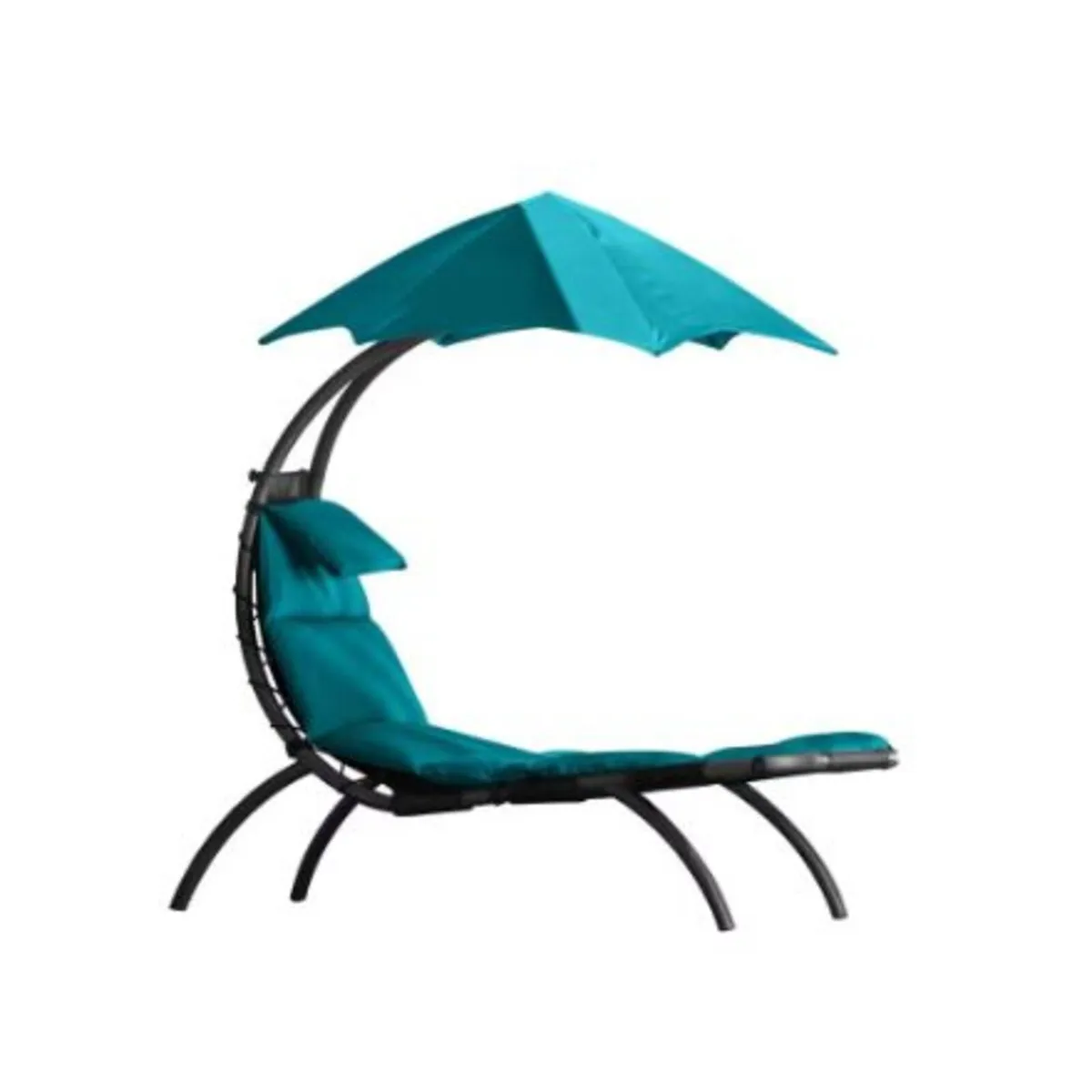 Turquoise Steel Reclining Sun Lounger for Garden - Image 3