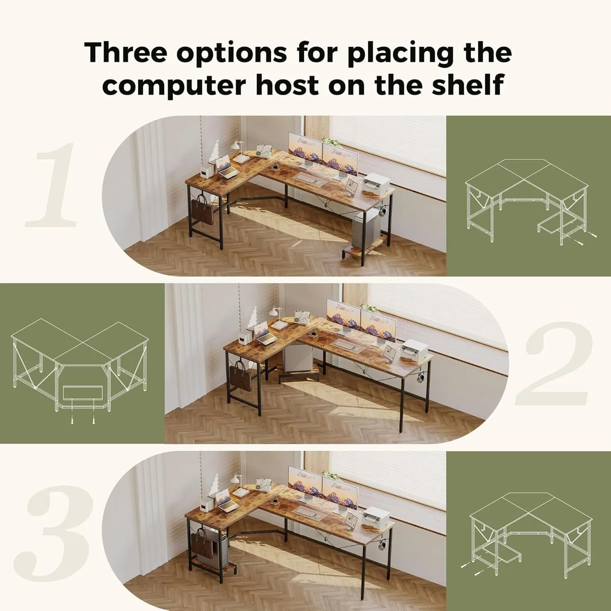 L Shaped Desk Diamond Design for Socket 120x110CM - Image 3