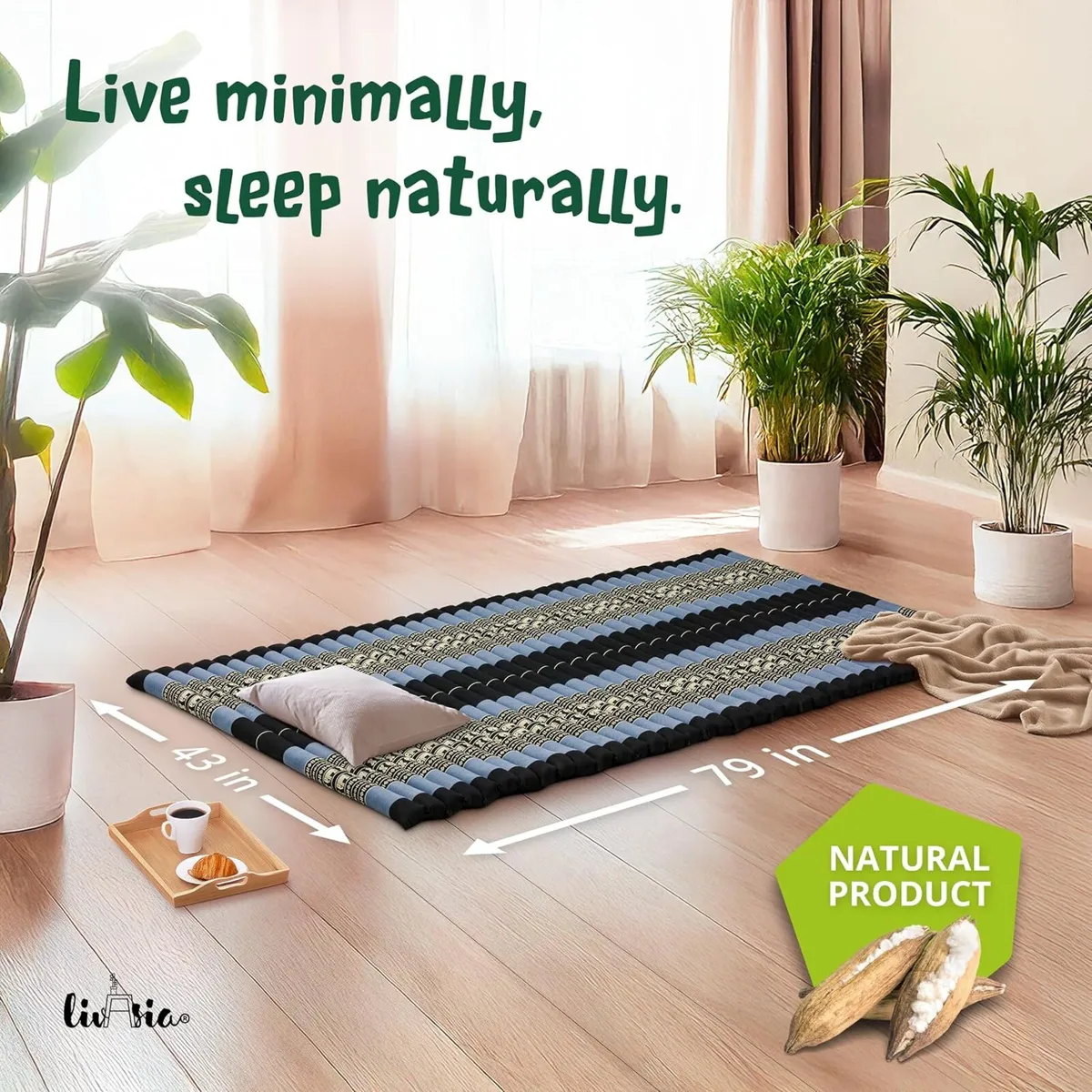 Mat Mattress L Wide Comfortable 79x43x1.8″ Guest - Image 2