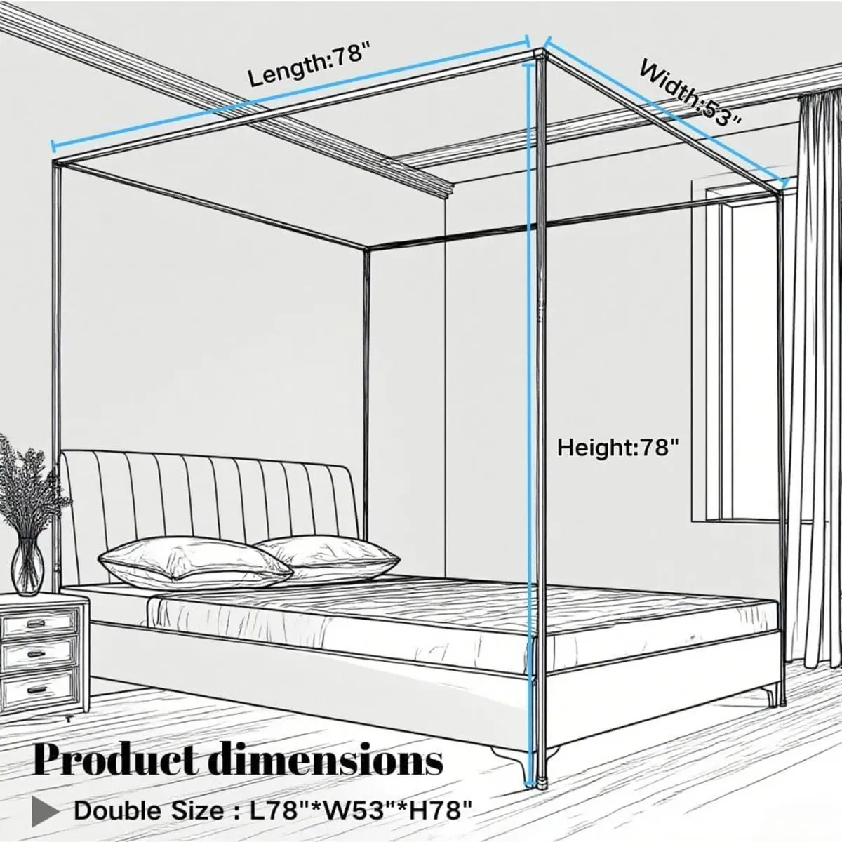 Bed Frame Post Size Thickened Metal Poles Four - Image 2