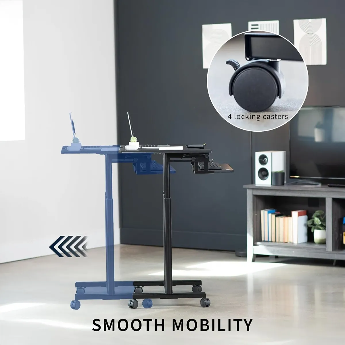 Mobile Height Adjustable Table Stand Up Desk Cart - Image 4