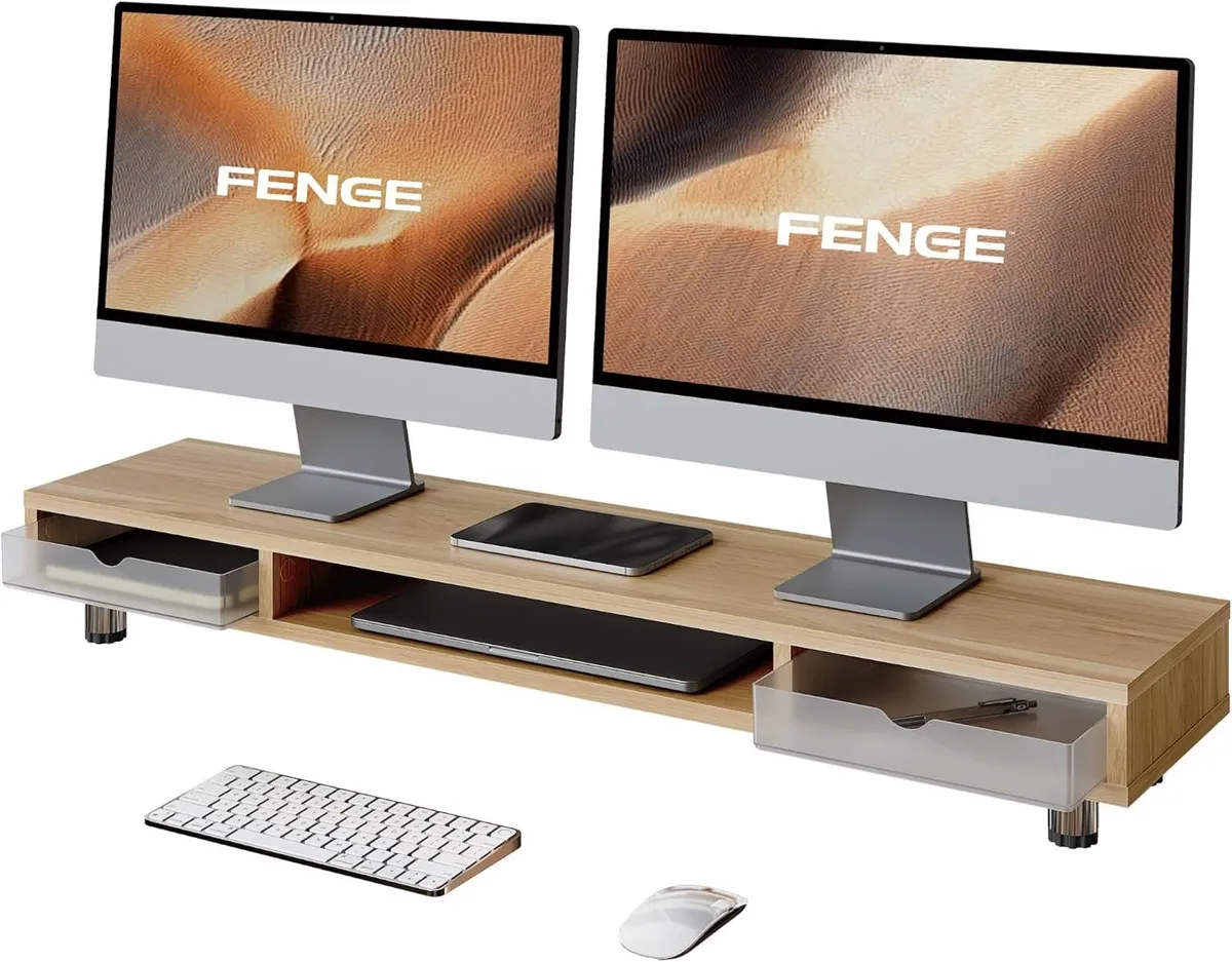 Monitor Stand with 2 PC Drawers High Adjustable - Image 1