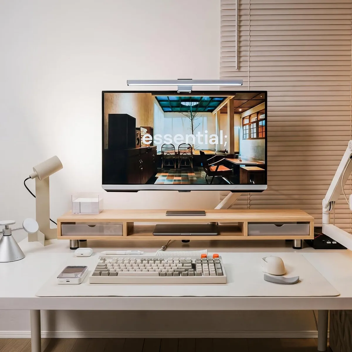 Monitor Stand with 2 PC Drawers High Adjustable - Image 2