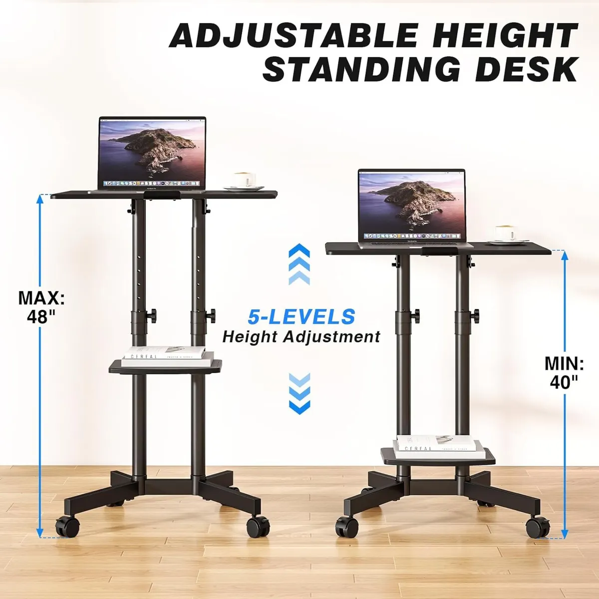 Mobile Standing Desk for Laptop Lectern 60x40CM - Image 2