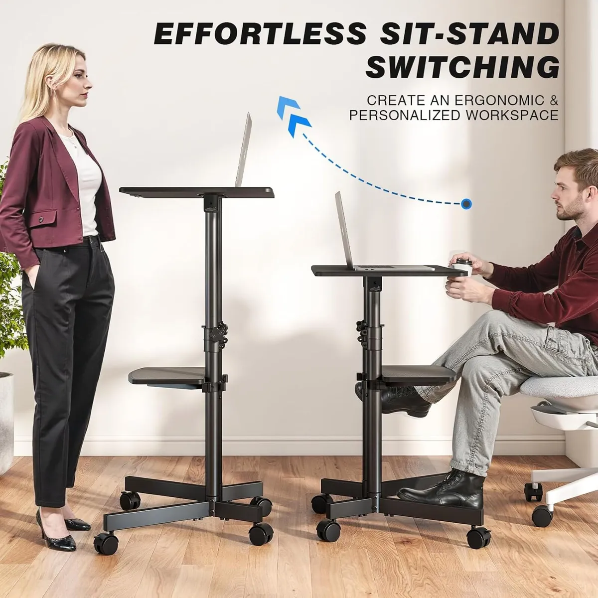 Mobile Standing Desk for Laptop Lectern 60x40CM - Image 3