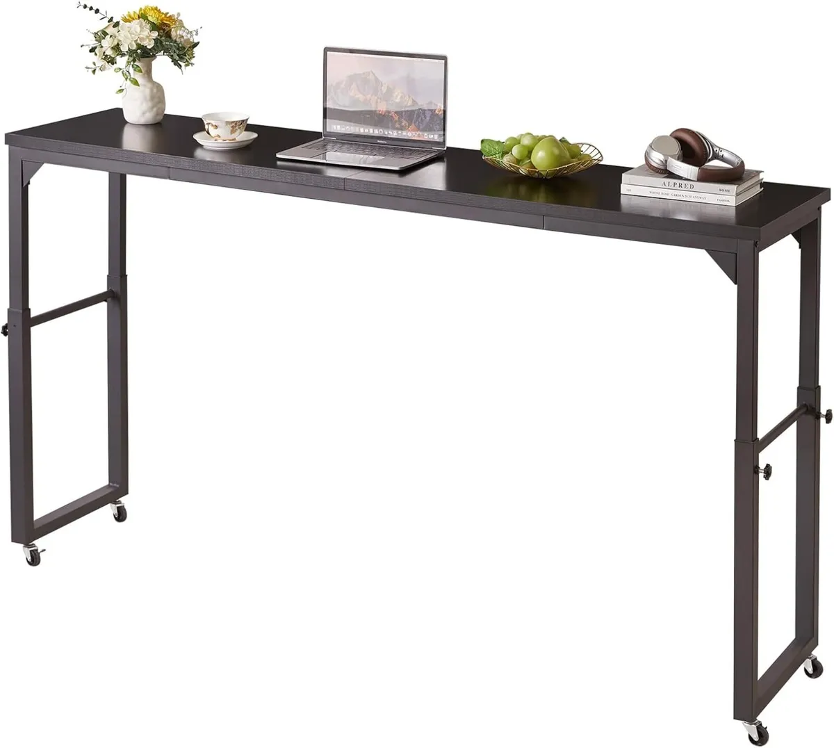Overbed Table with Wheels Mobile Bed Desk - Image 1