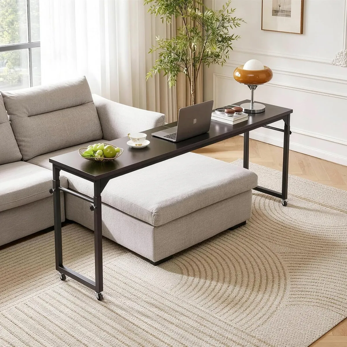 Overbed Table with Wheels Mobile Bed Desk - Image 2