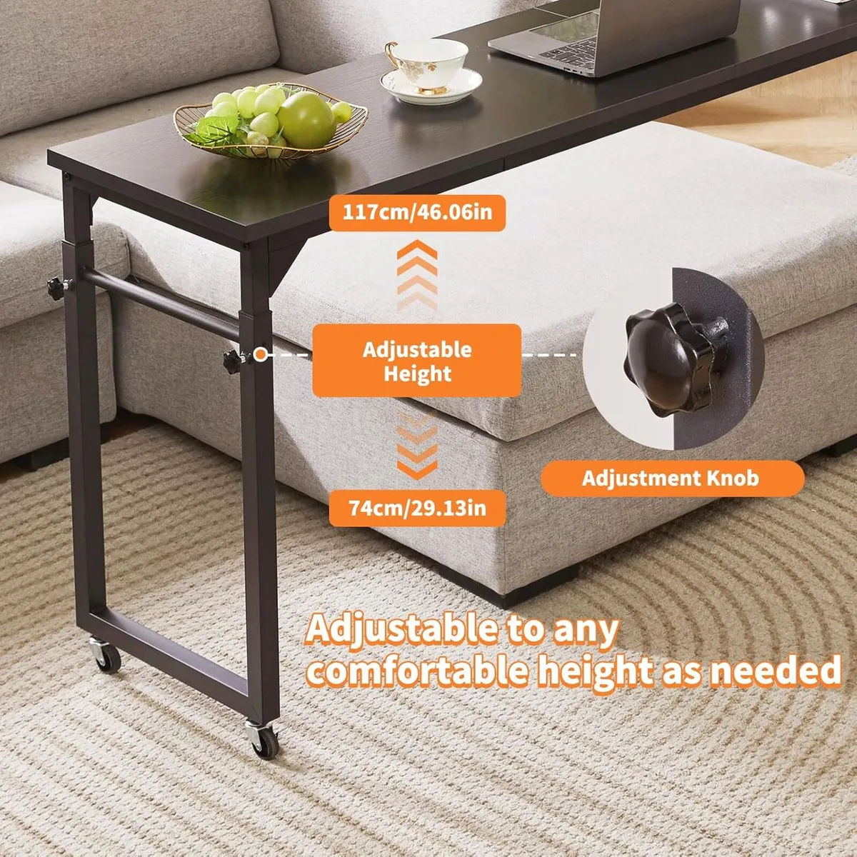 Overbed Table with Wheels Mobile Bed Desk - Image 4