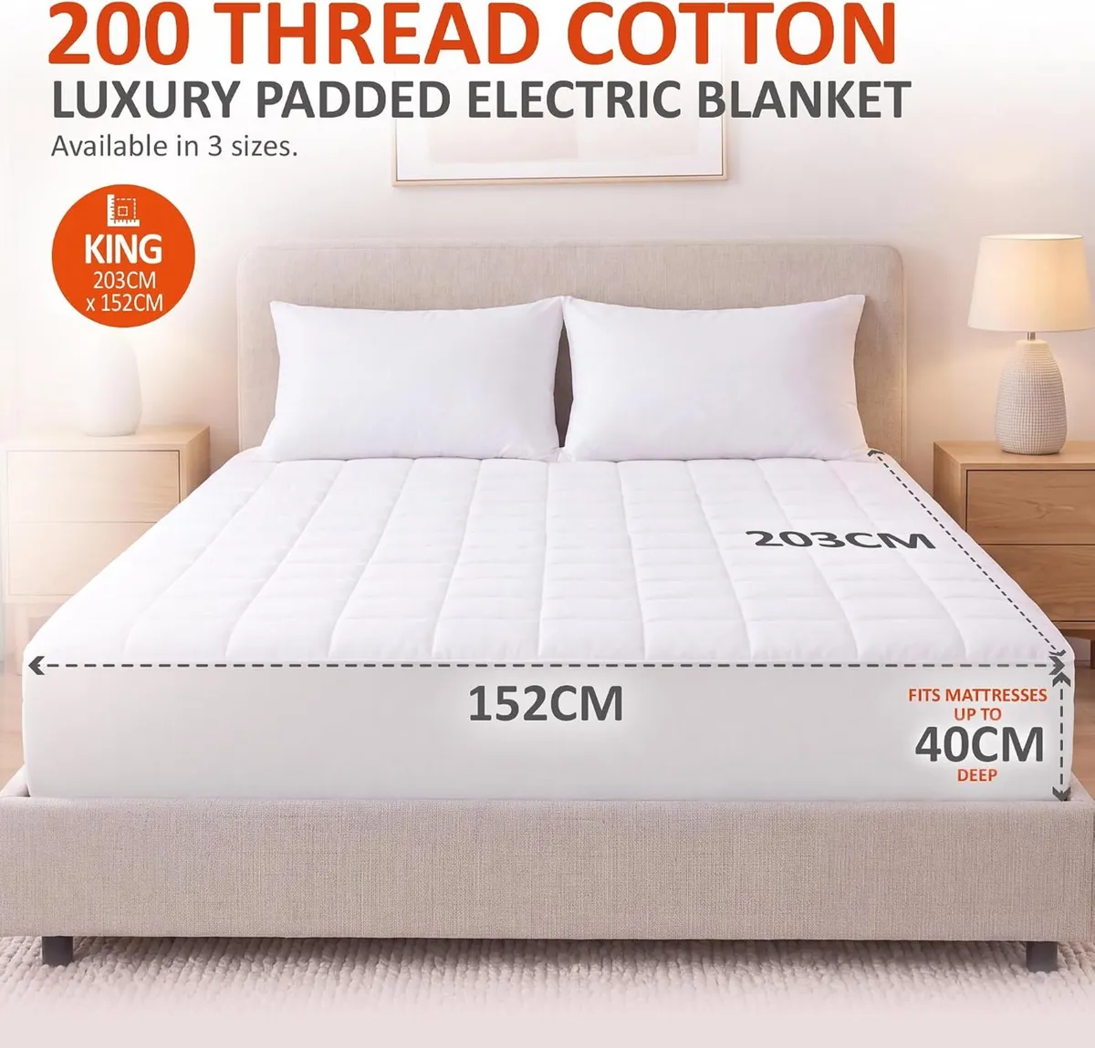 Cotton Electric Heated Blanket King - Image 2
