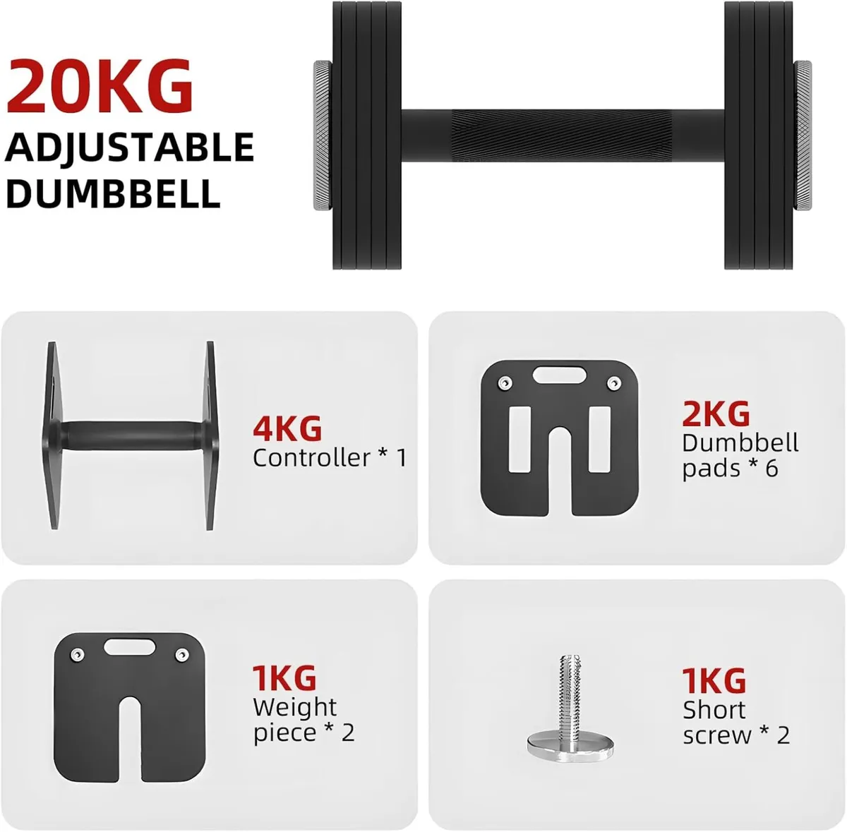 4-20KG Adjustable Dumbbells Single Dumbbell Quick - Image 2
