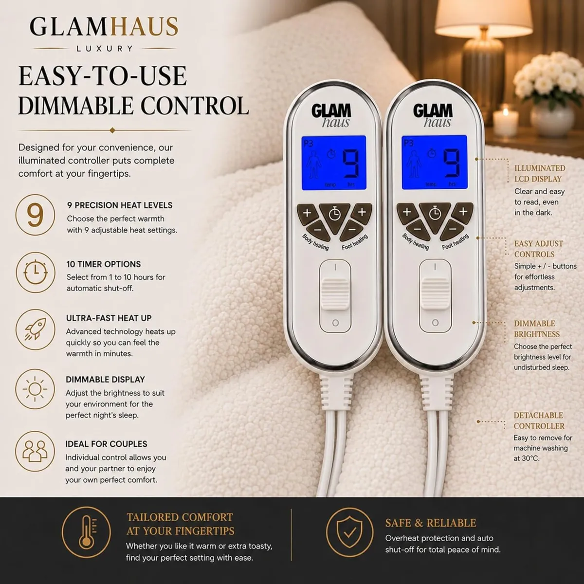 Electric Blanket Luxurious Diamond-Quilted Sherpa - Image 4
