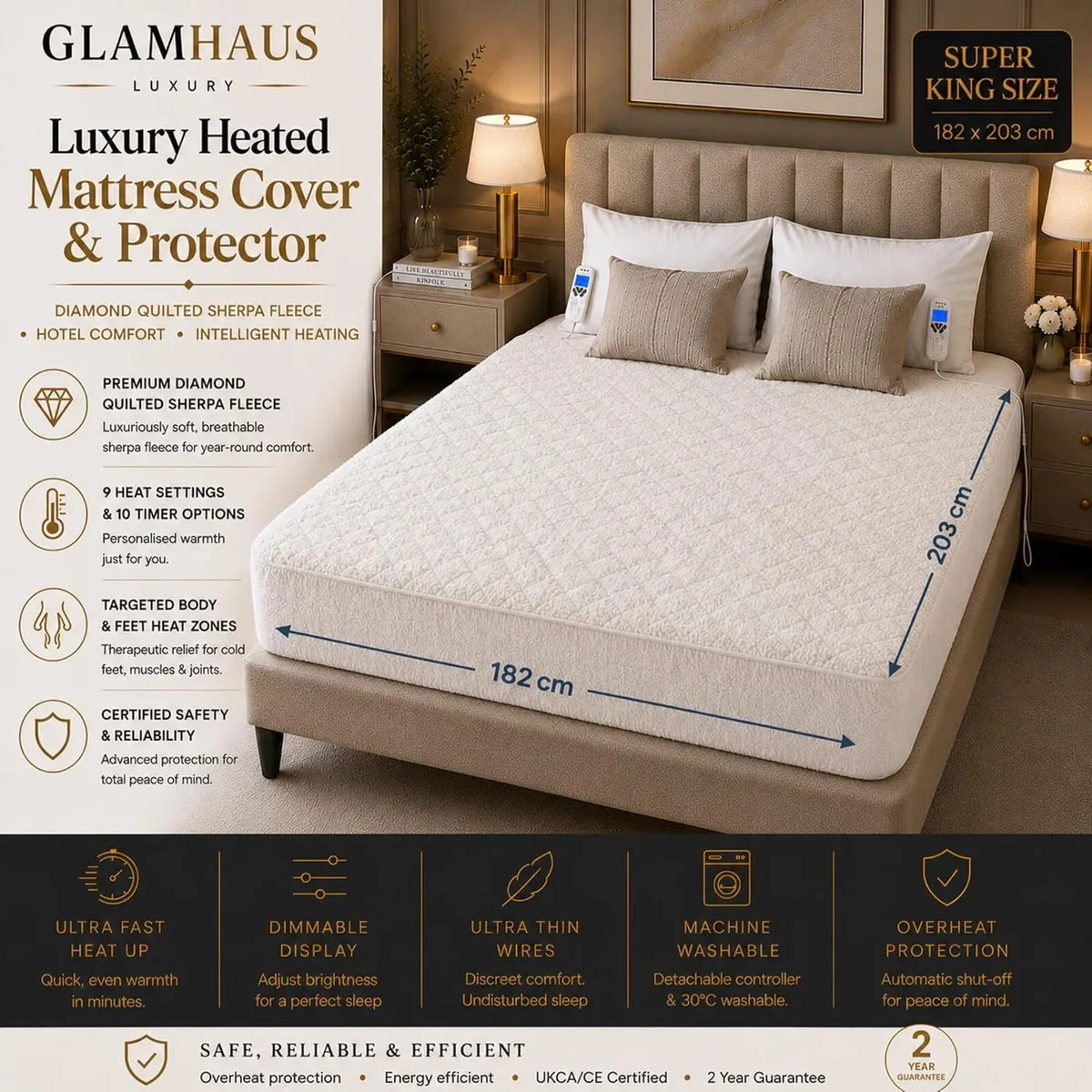Electric Blanket Luxurious Diamond-Quilted Sherpa - Image 2