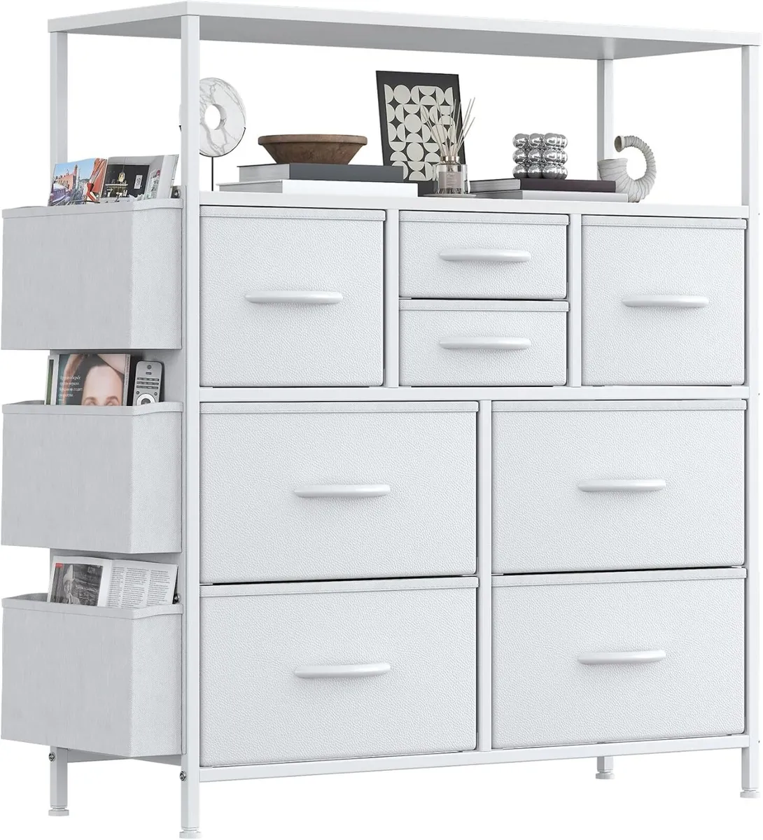 Tall Chest of Drawers 8 Fabric Dresser - Image 1