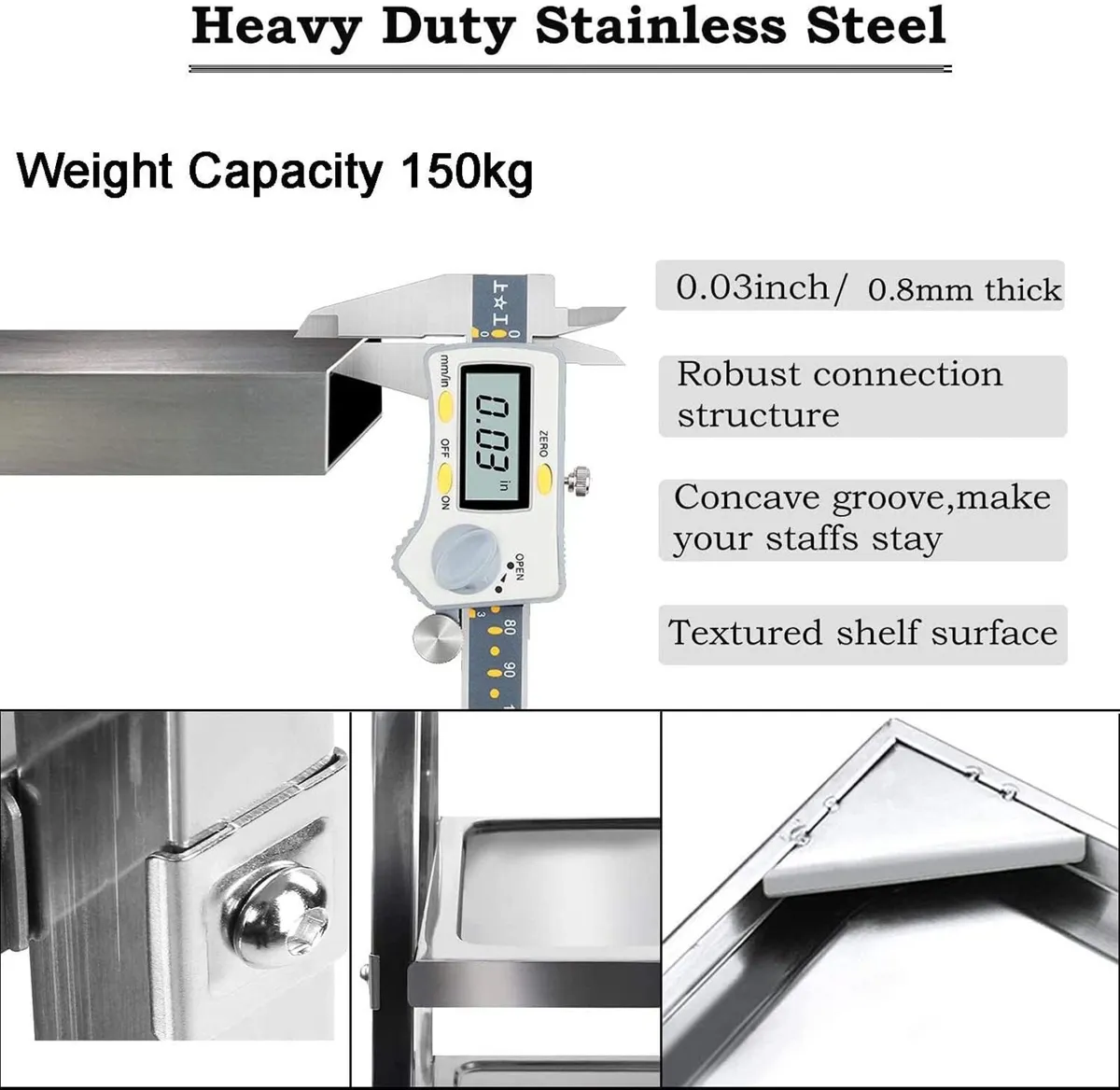 3 Large Stainless Steel Trolley - Image 4