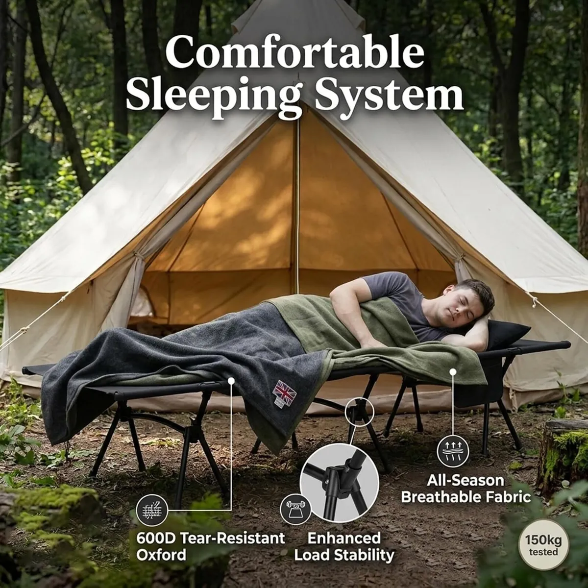 Tenplay Portable Camping Cot with Headrest - Image 3