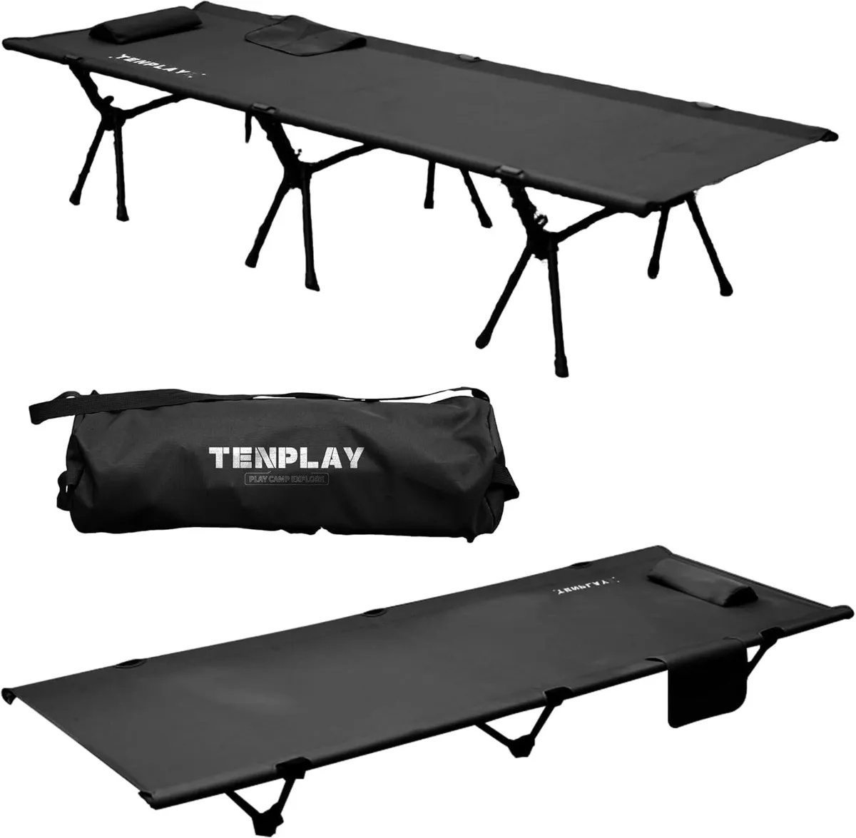 Tenplay Portable Camping Cot with Headrest - Image 1