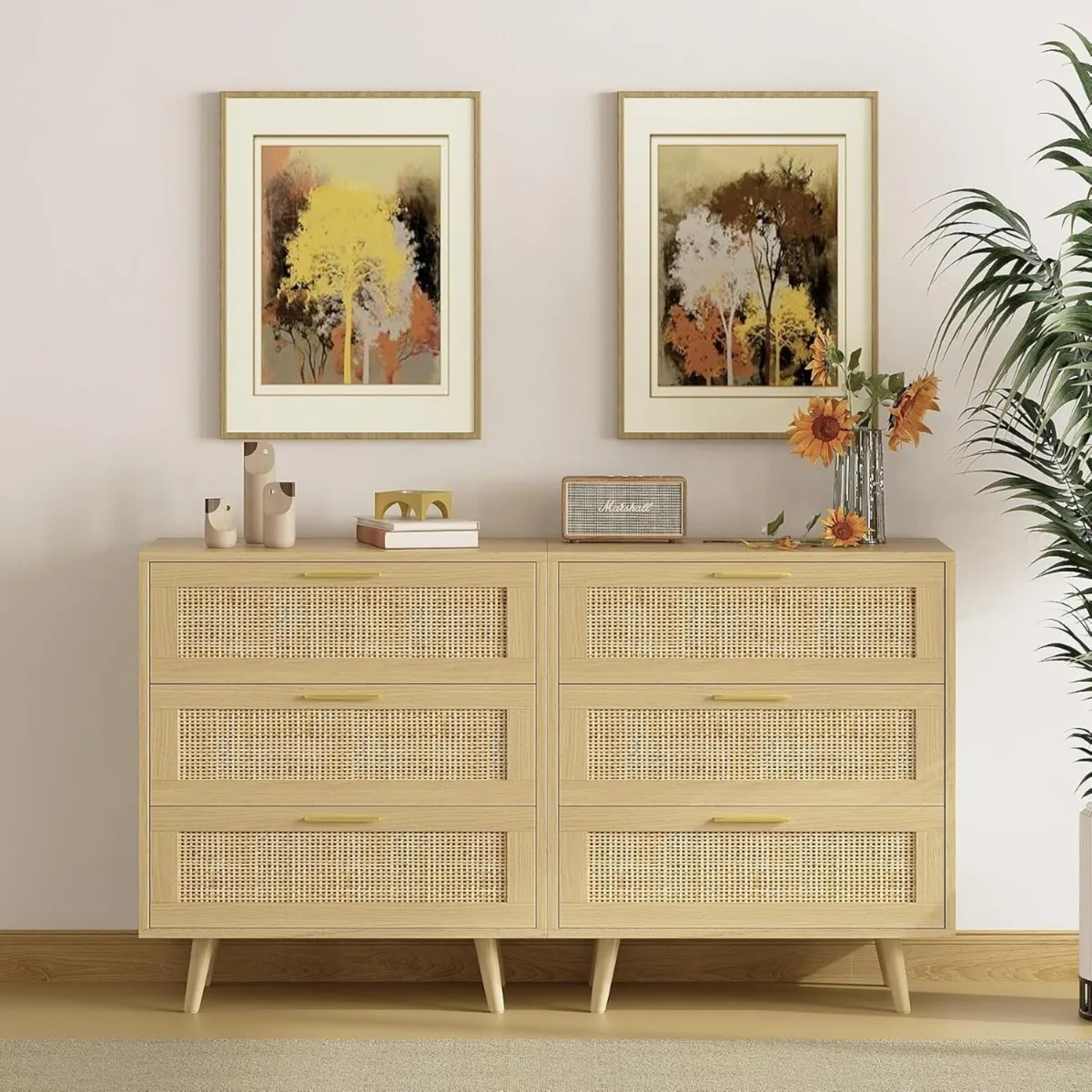 3 Drawer Rattan Dresser for Bedroom Boho Beside - Image 4