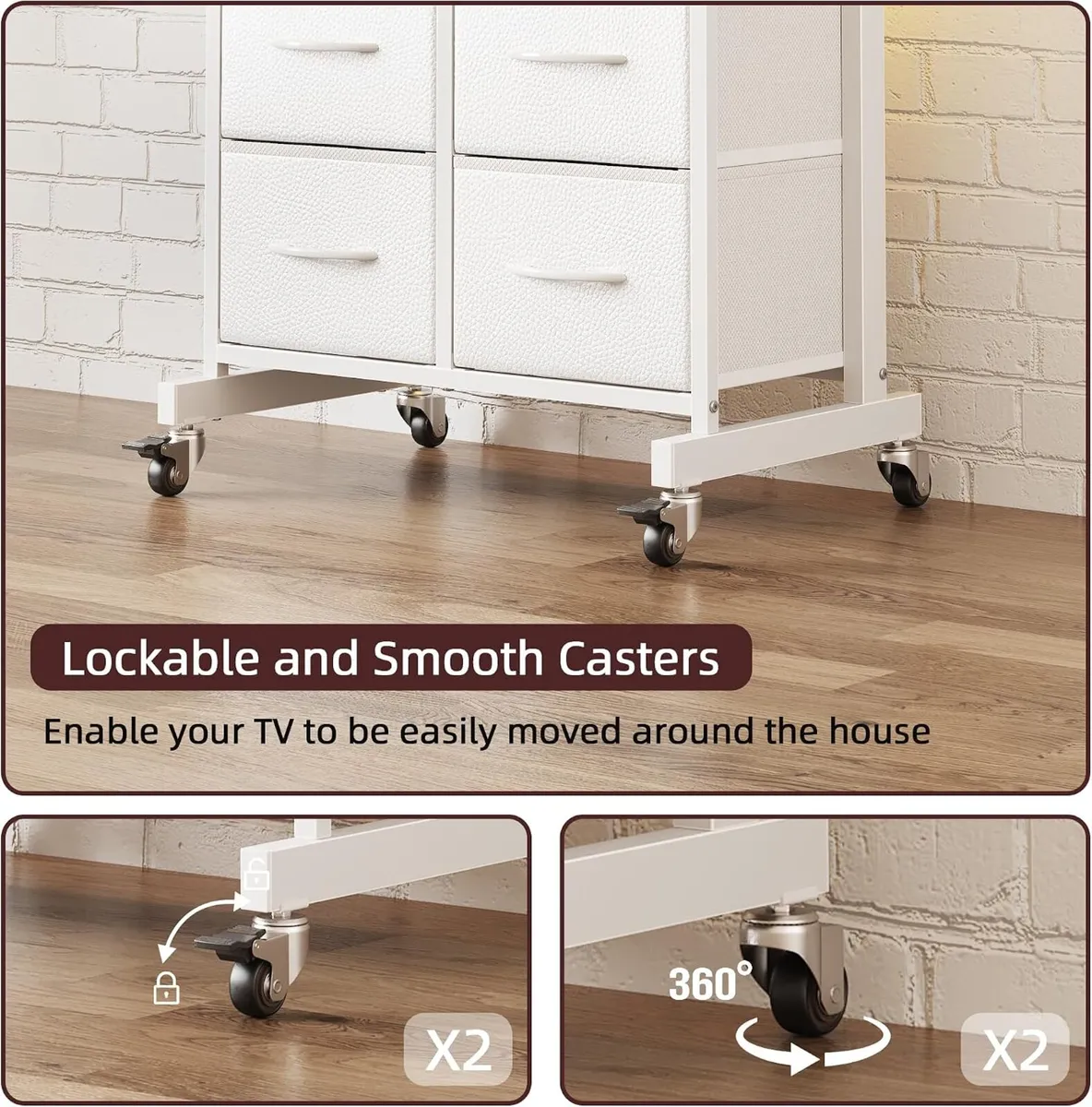 LED Rolling TV Stand on Wheels with Mount - Image 3