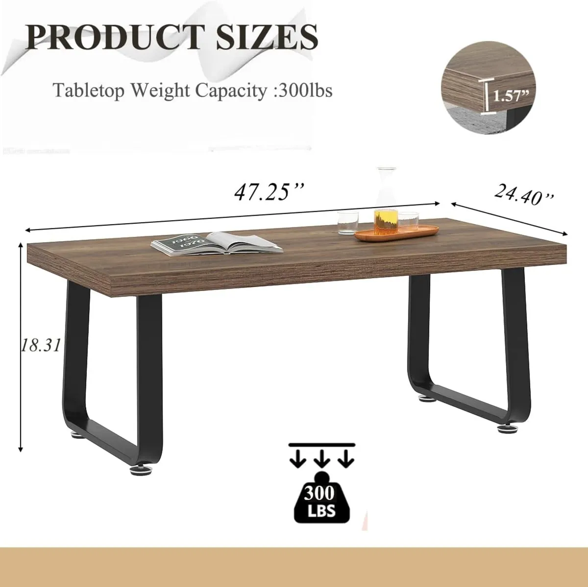 Rustic Oak Coffee Table 60dx120wx46.5h Cm - Image 2