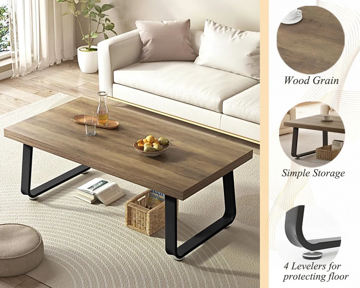 Rustic Oak Coffee Table 60dx120wx46.5h Cm - Image 3