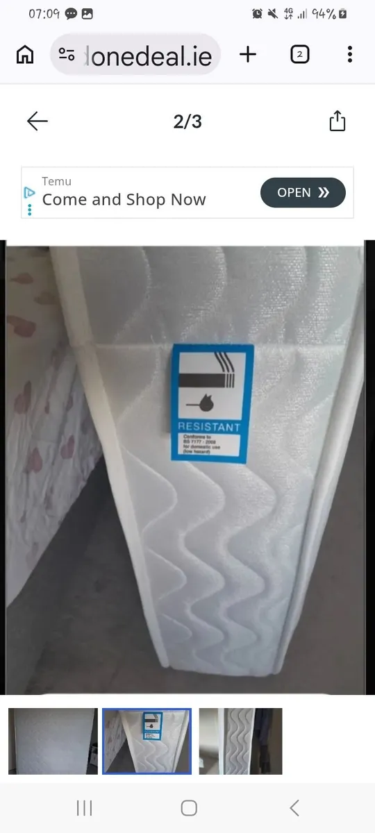 Double (4'6" x 6'3") Bonnell Spring Mattress, - Image 2