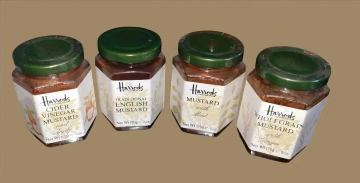 Vintage Pristine Sealed Harrods Mustard Jars Set - Image 2