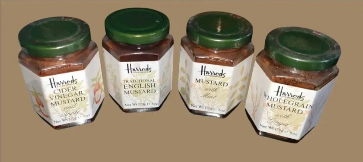 Vintage Pristine Sealed Harrods Mustard Jars Set - Image 4