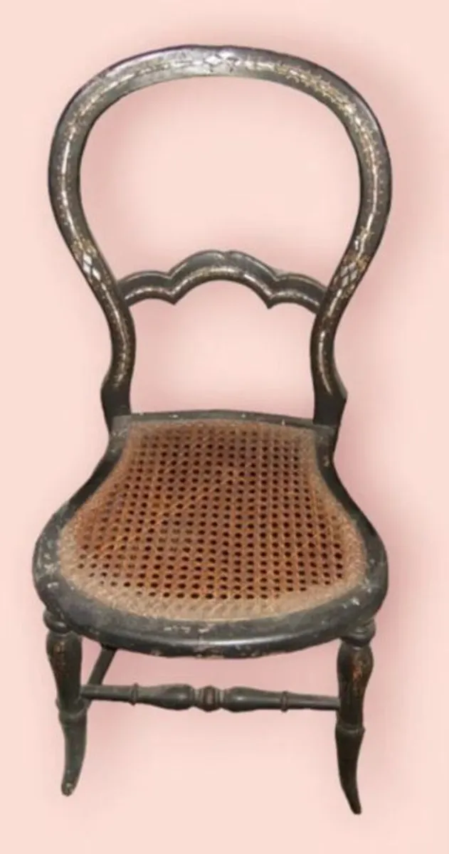 Victorian Ebonised Chair/Mother of Pearl Inlay - Image 3