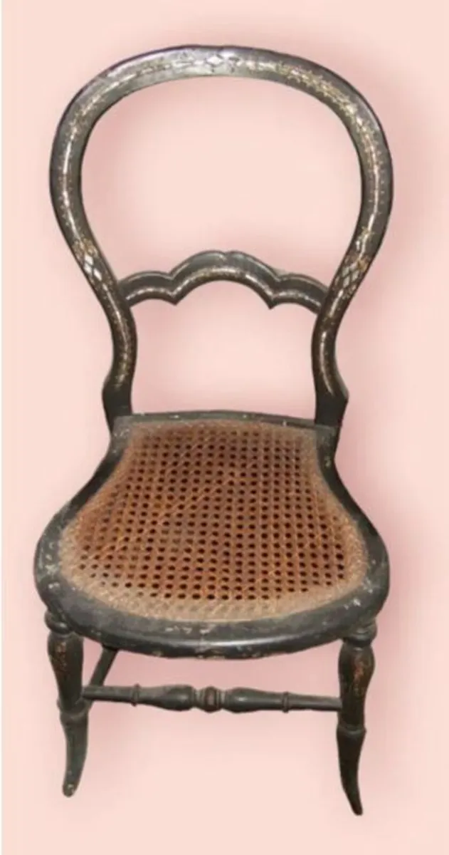 Victorian Ebonised Chair/Mother of Pearl Inlay - Image 4
