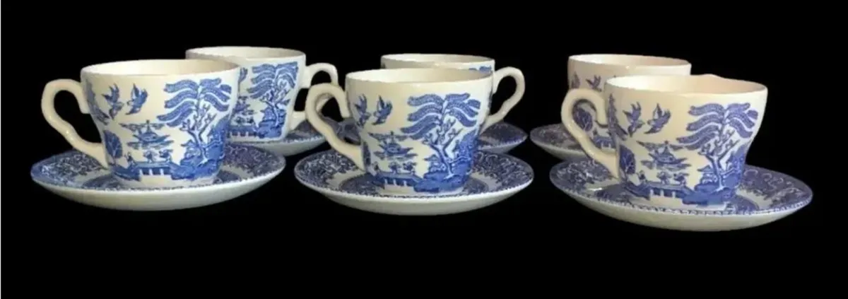Vintage English Ironstone "Old Willow" Tea Set - Image 2