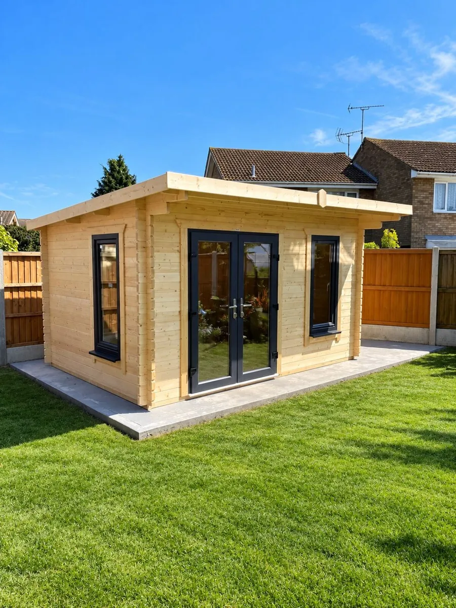 🏡 12x8 COOLA 44MM PENT ROOF LOG CABINS - Image 1