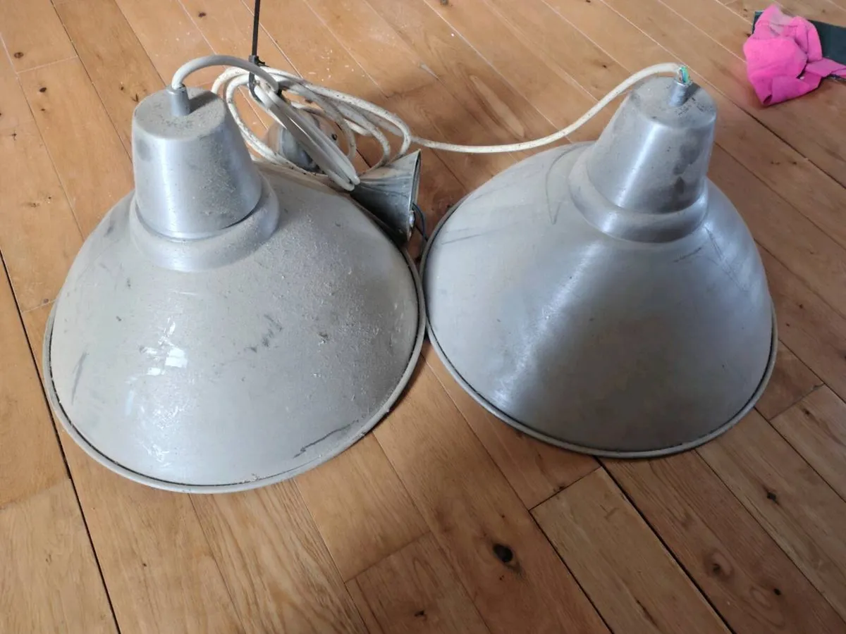 Large domed hanging light fittings (X2) - Image 1