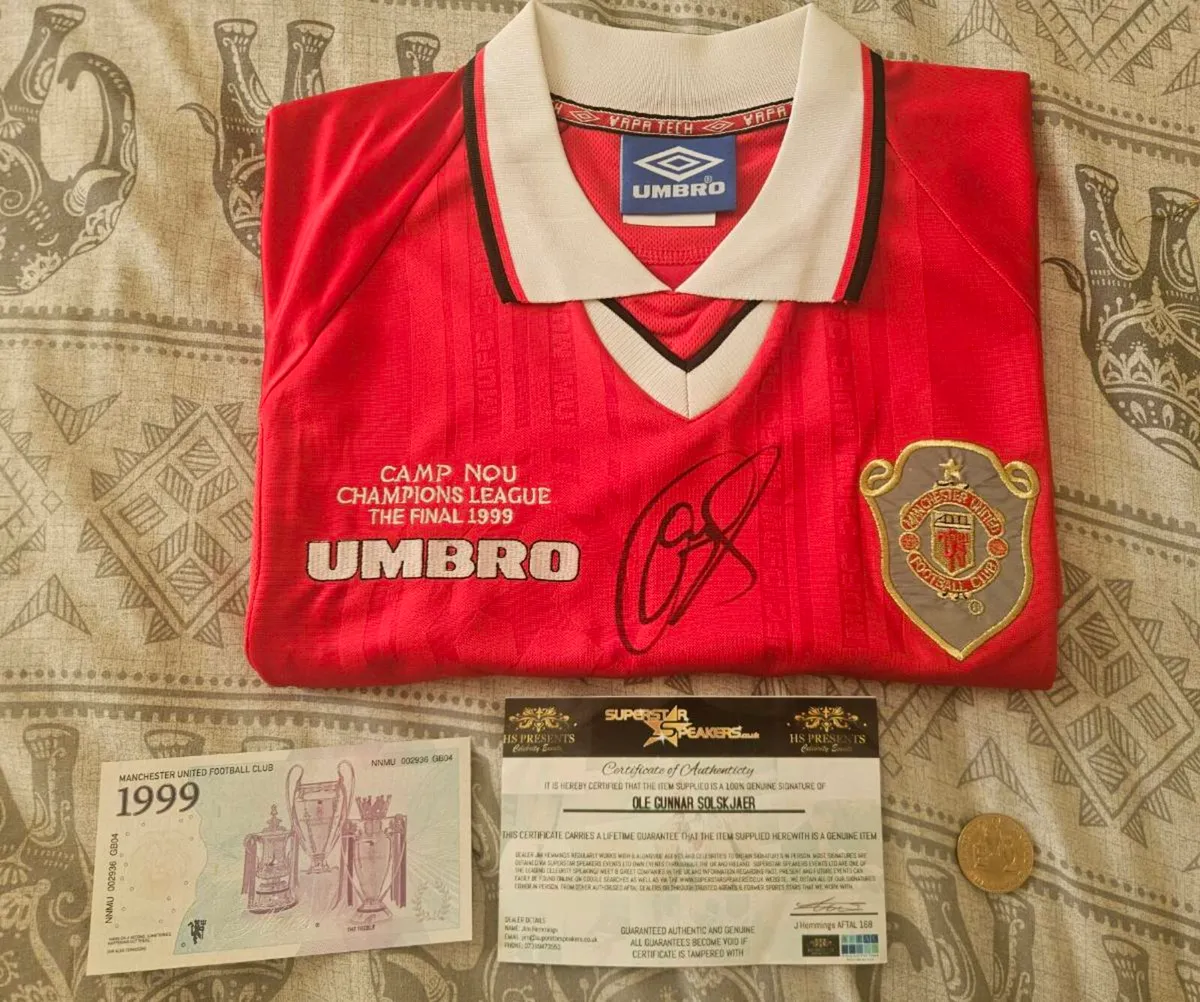 1999 champions league man united jersey signed by - Image 4