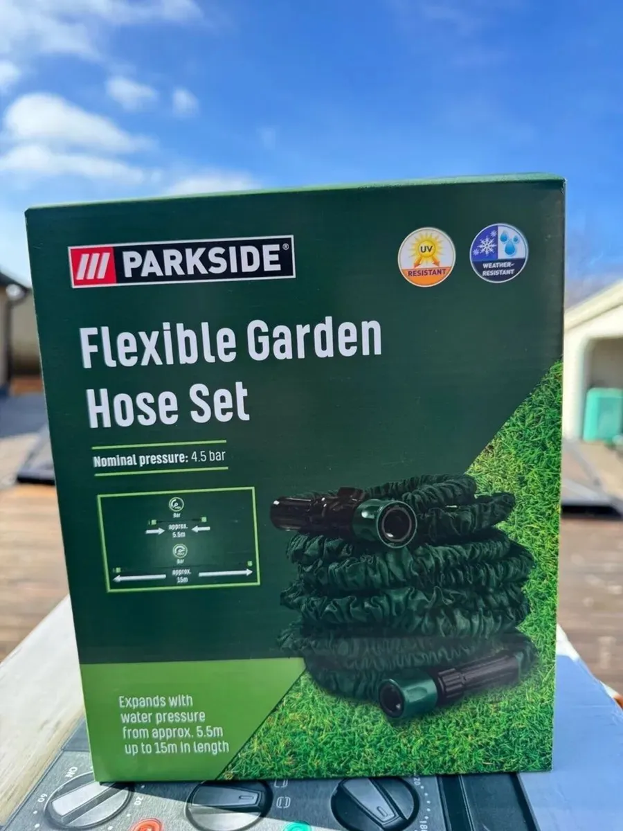 NEW IN BOX Parkside 15m Flexible Garden Hose - Image 1