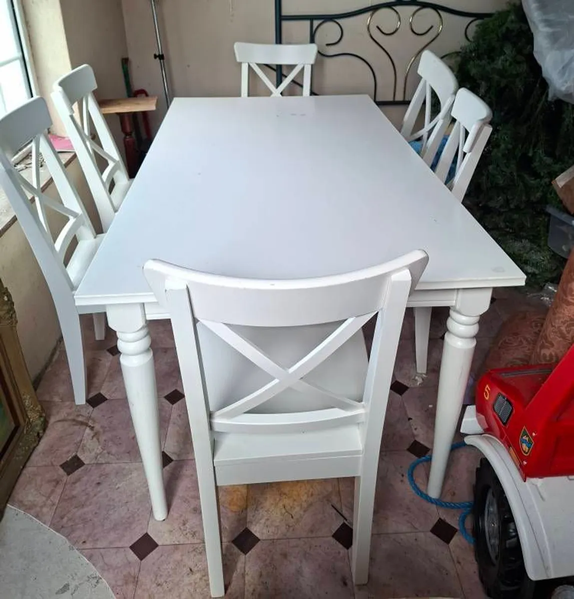 Wooden Table & 6 Chairs - Image 2