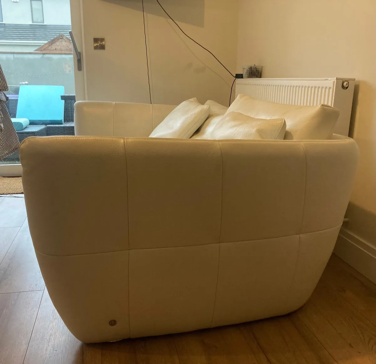 Natuzzi Cream Leather 3-Seater Sofa - Image 4