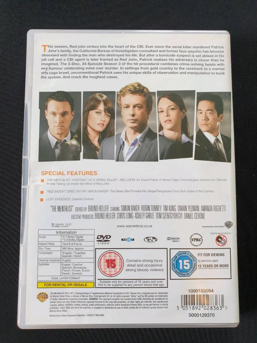The Mentalist Season 3 DVD 2008 2011 Complete - Image 3