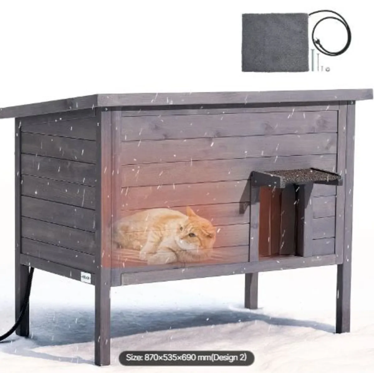 Heated Cat House, Insulated Wooden Cat - Image 1
