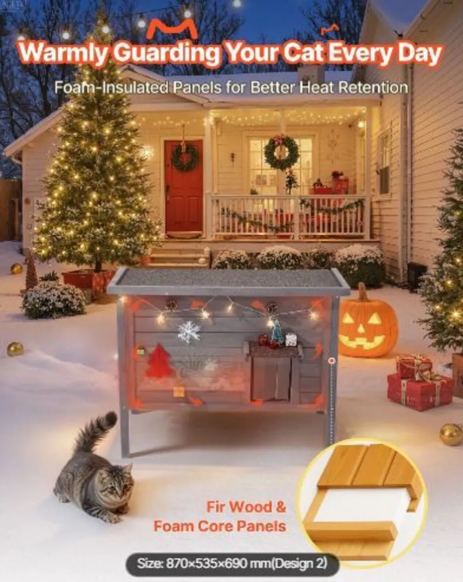 Heated Cat House, Insulated Wooden Cat - Image 4