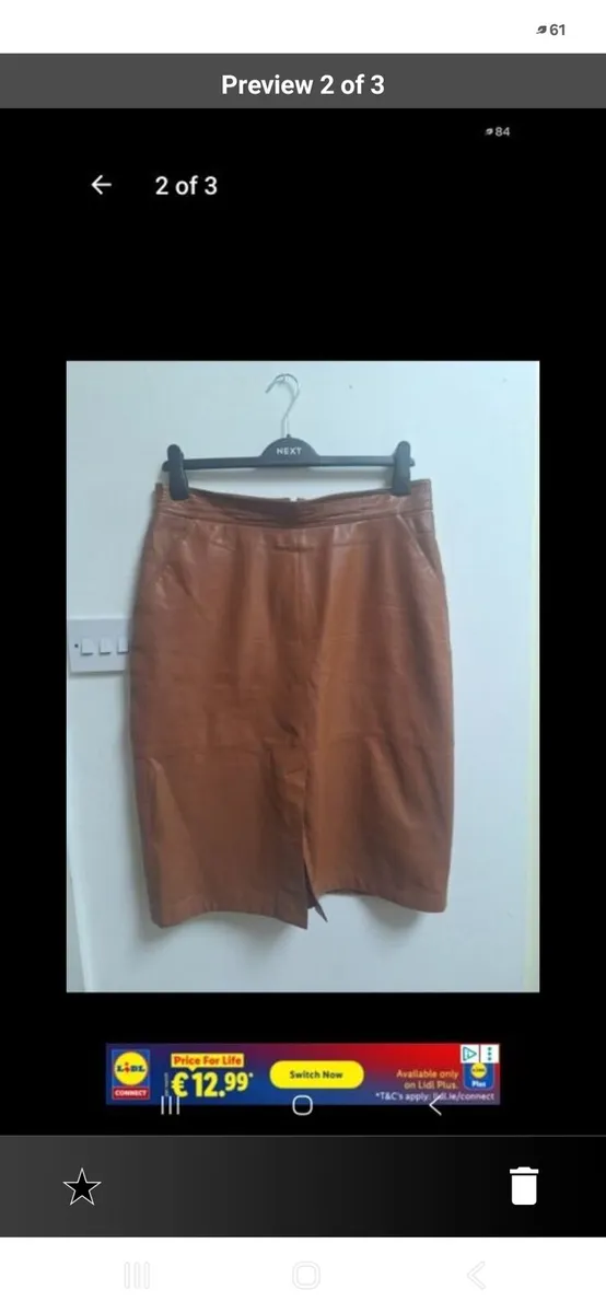 Tan column leather skirt - Image 1