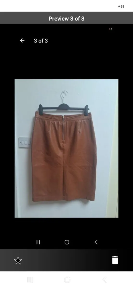 Tan column leather skirt - Image 2