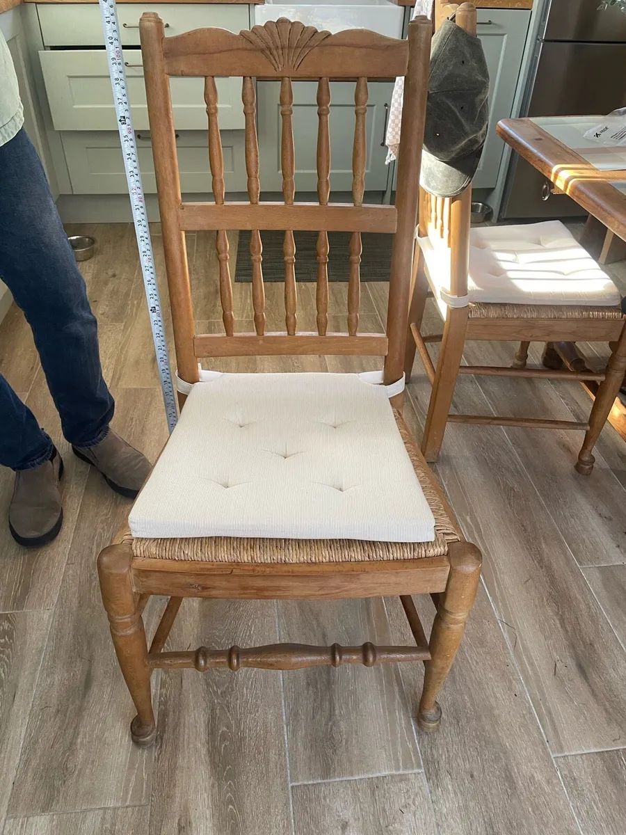 4 Solid Oak vintage dining chairs - Image 1