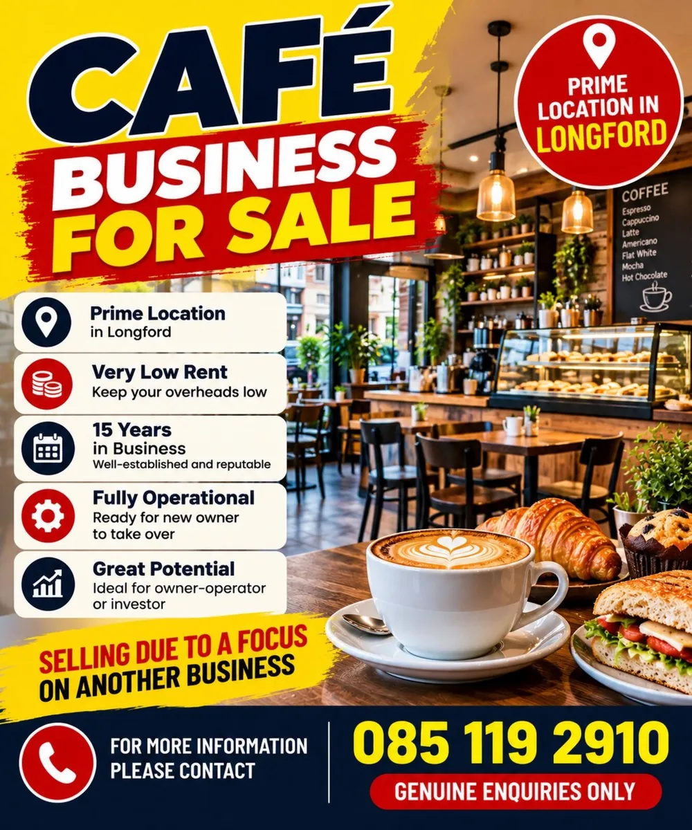 Breakfast cafe for sale Longford