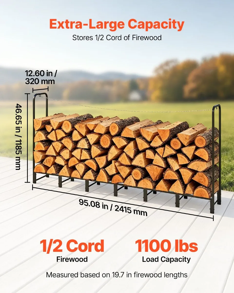 Outdoor Firewood Rack, 1/2 Cord, 500 kg - Image 2