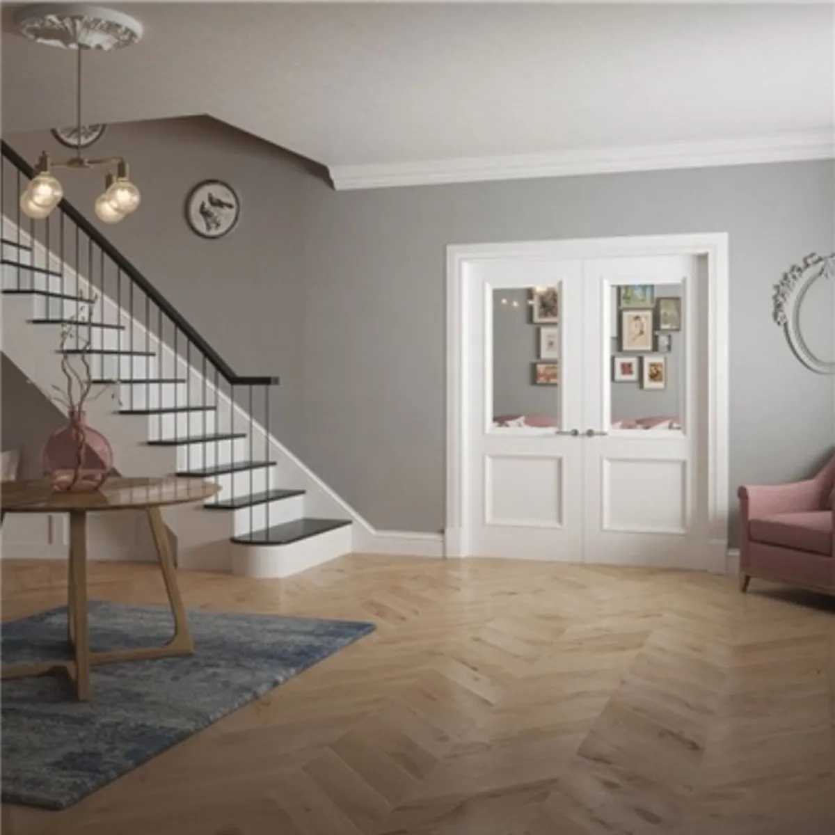 Monroe 2 Panel Bolection Clear Glazed Doors