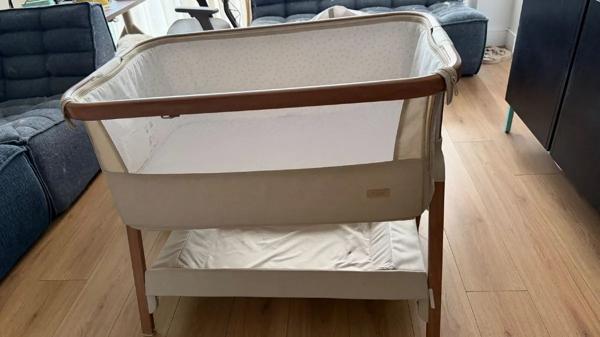 Tutti Bambini CoZee bedside crib, Walnut & Ecru - Image 1